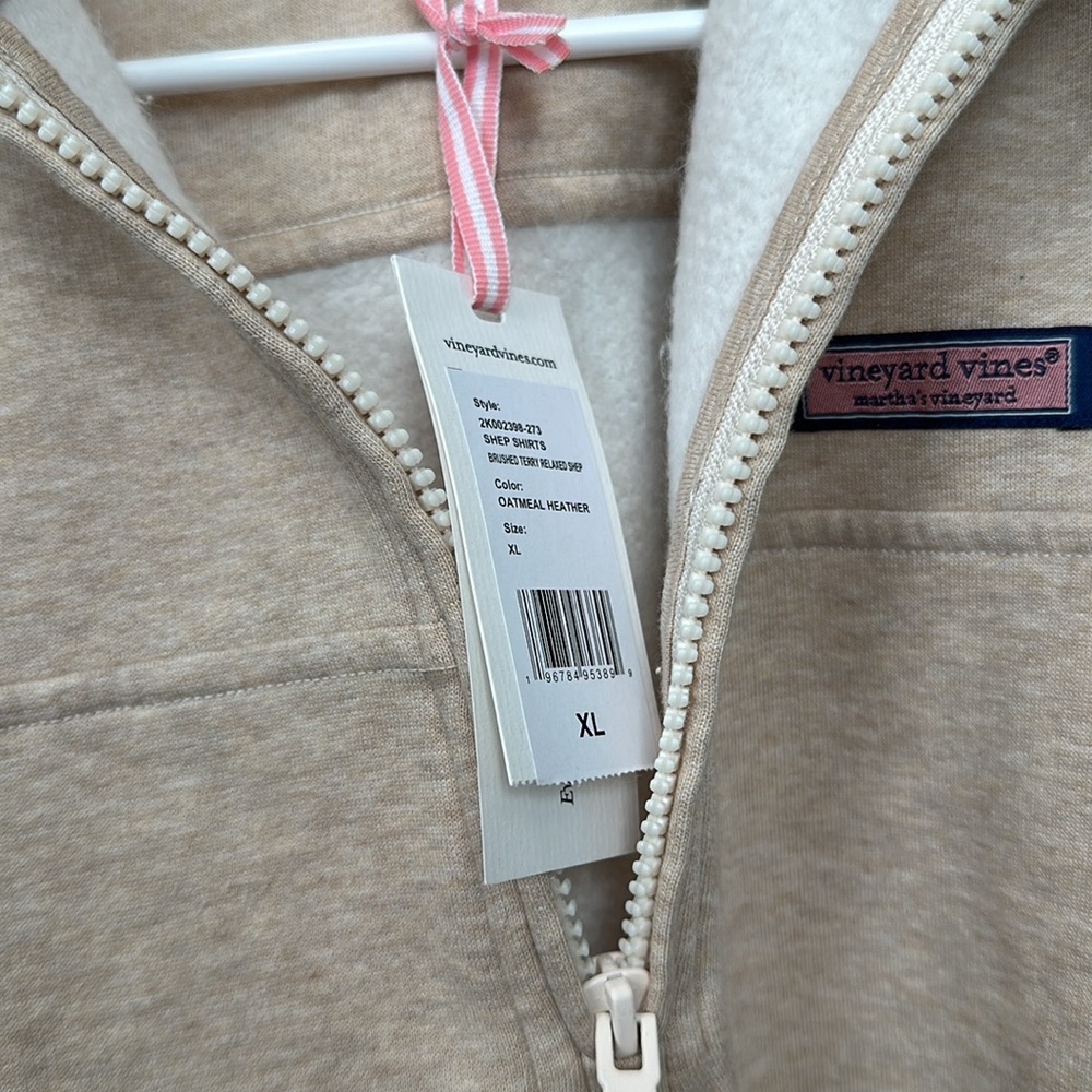 NWT Oatmeal Heather Vineyard Vines Quarter Zip - Picture 5 of 5